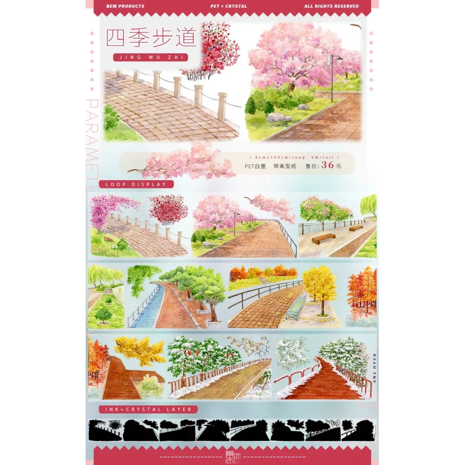 V1tape 1 루프 와시 펫 테이프 샘플 풍경 스트리머 사계절 트레일 스위스 타운 베이핑 가을)