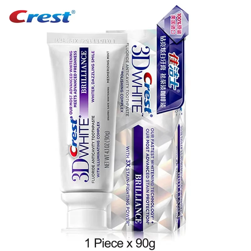 קרסט 3D לבן משחת שיניים ברק פלואוריד Anticavity מורכב משחת שיניים מסחטת שיניים מתקדמות הלבנת 90g