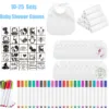 10-60 Sets Baby Shower Game Decorating Gift Baby Bibs Feeding Drooling White Bib Infant Saliva Towel Fabric Marker Stencils 1