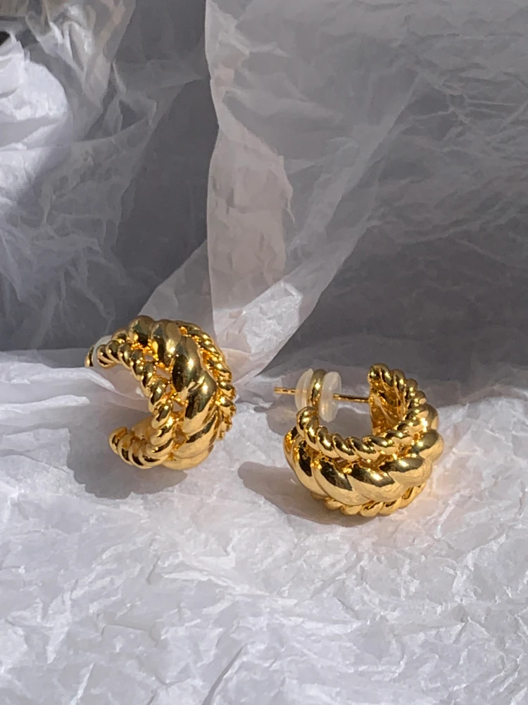 

Женские серьги-кольца из латуни, подиумное Ювелирное Украшение в стиле панк, вечернее платье для Т-образных мероприятий, в корейском, японском и Instagram стиле, 18 К