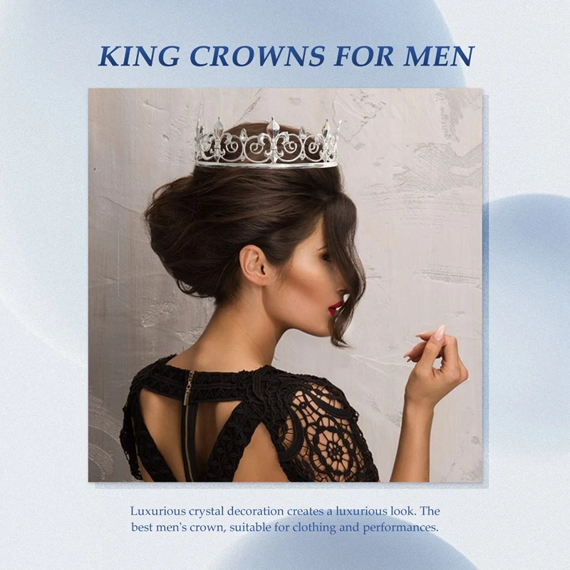 Royal King Crown For Men-Metal Prince Crowns And Tiaras, Full Round Birthday Party Hats,Medieval Accessories