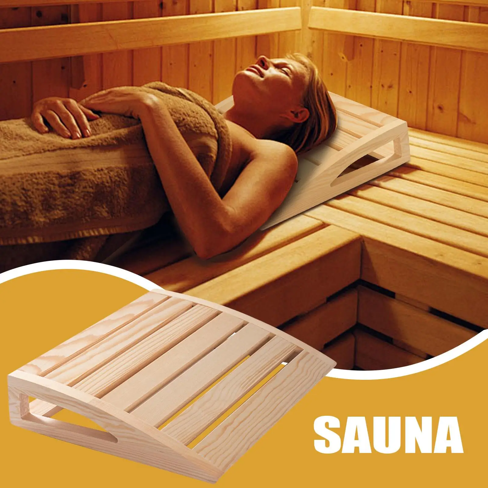 Wooden Sauna Headrest Handmade Sauna Relaxing Neck Pillow Steam Room Supplies Ergonomic Design Deep Relaxation Sauna Headrest