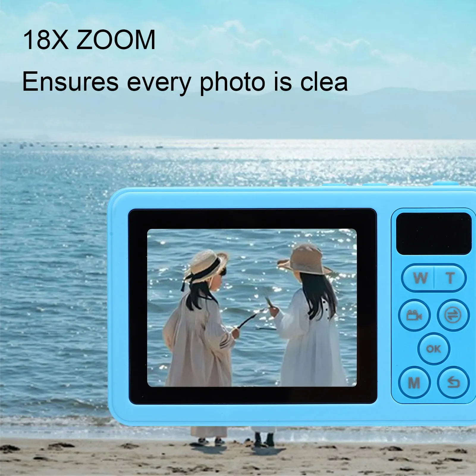 4K Digital Camera 48MP 3 Meter IP68 Water Proof 18X Zoom Vlog Camera with Front Rear Dual Screens for Teens Beginners CCD Camera