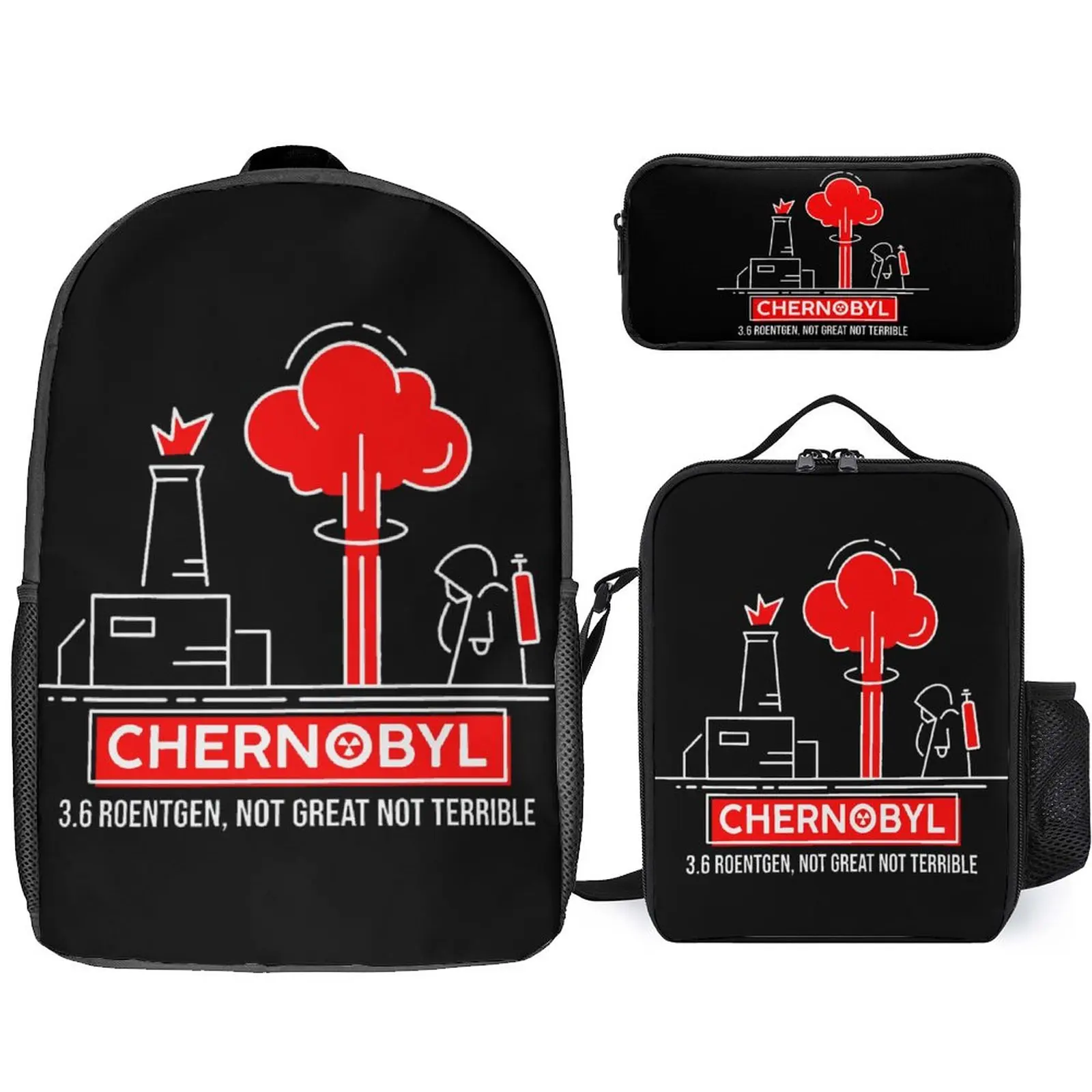 

3.6 Roentgen Not Great Not Terrible Chernobyl_27636313 3 in 1 Set 17 Inch Backpack Lunch Bag Pen Bag Sports Activities Creativ