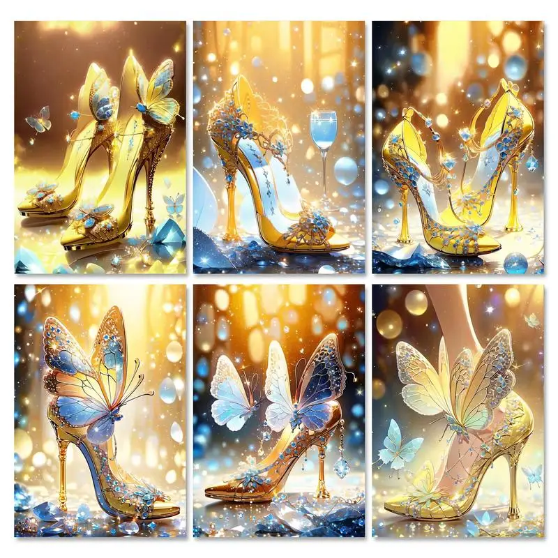 Gatyztory Acrylmalerei nach Zahlen für Erwachsene Schmetterling High Heels Zeichnung nach Zahlen Wand kunst Farbe Kit Geschenk hand gemalt auf