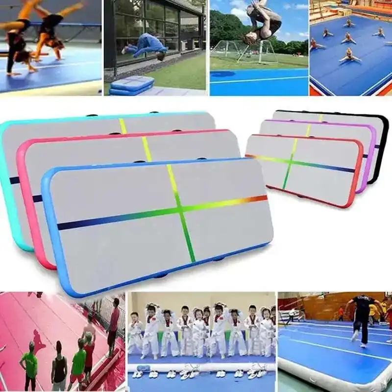 Air Tracks Durable 1X0.6X0.1M Iatable Gymnastics Tumbling Gym Mat With Colorful Line Indoor Yoga Floor For Training 
