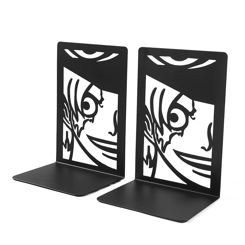2pcs Anime One Piece Ace Book Ends, Non-Slip Metal Book Ends Office Bookends for Fans Collection Organise Desktop Bookends 2