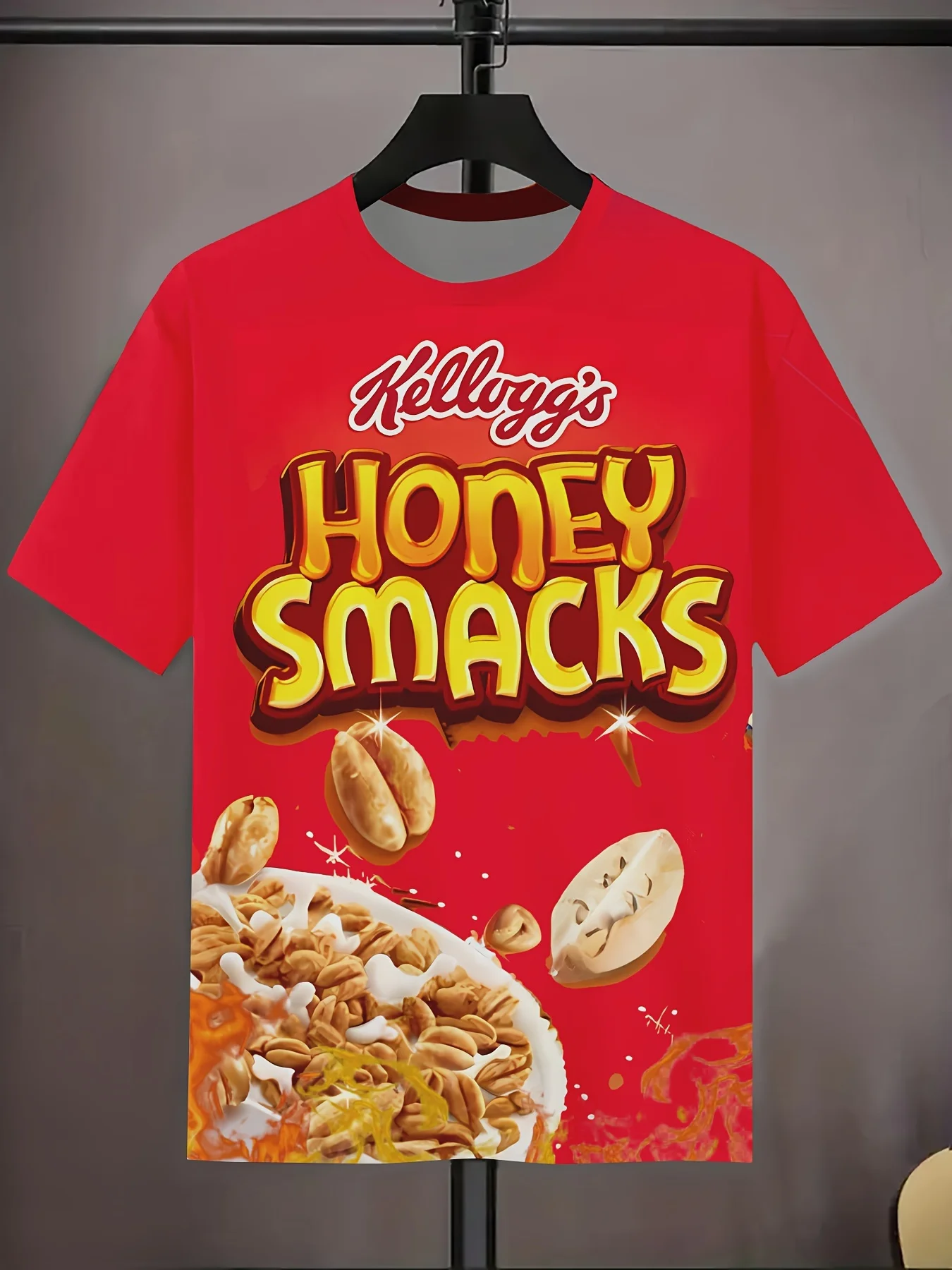 thumbnail image 1 of Camiseta de manga corta con cuello redondo y estampado geométrico Takis para hombre, tela de mezcla de poliéster suave y ligeramente elástica, camiseta fresca para el verano, 1 of 4