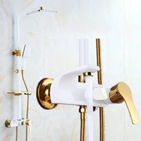 Hot Cold Bathroom Shower Set System 12 Inch Rainfall Shower Head Bathroom Faucet Accessories Black Gold Bathroom Shower System 2