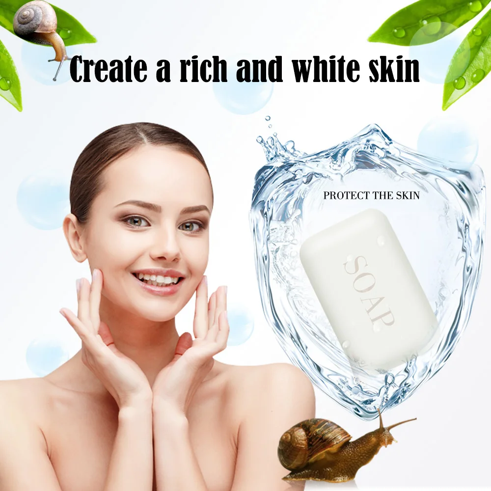 100g Snail Collagen Handmade Soap Face Body Cleansing Bleaching Soap Skin Moisturizing Brighten Hand-crafted Soap PM6861 3