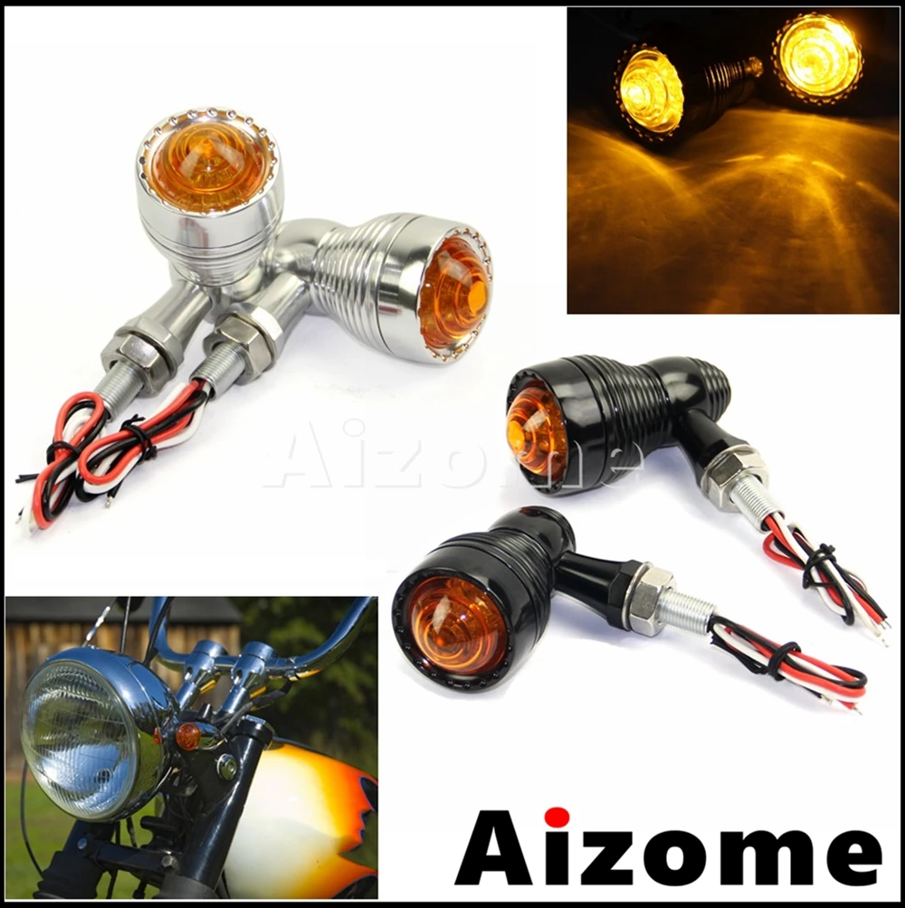 

6061-T6 Aluminum Motorcycle Turn Signal LED Indicator Lights For Harley Honda Suzuki Kawasaki Yamaha Cafe Racer Bullet Blinker