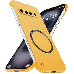 Magnetic Slim Borderless Shockproof Armor Phone Case - Matte Hard PC Cover - Galaxy S20 FE 5G (Yellow)