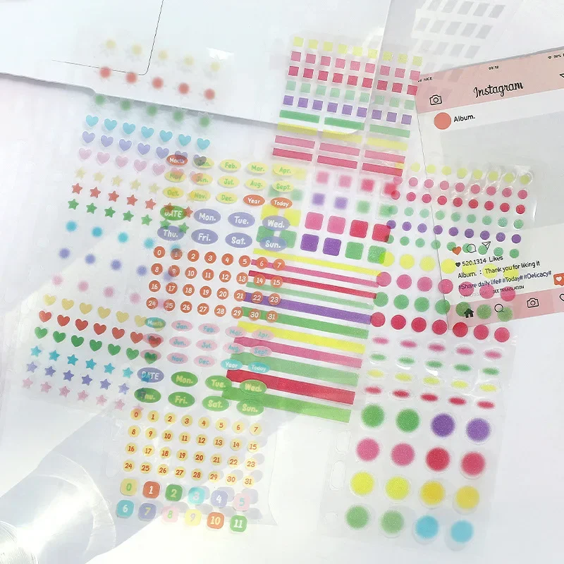 8pcs/set Flash PET Sticker Scrapbook Time Schedule Sticker Journaling Month Week Date DIY Decor Labels Student Diary Supplies