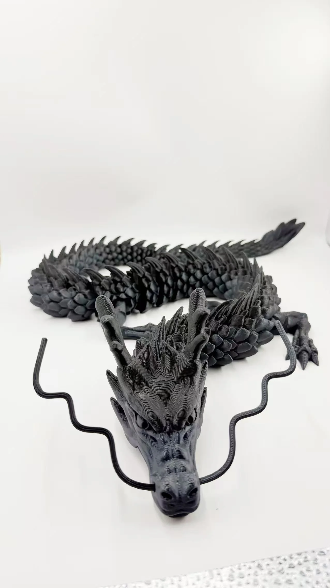 새로운 3D 프린트 중국 용 조각상, 90CM 거대 용 관절 가동 창의적 장난감, 검정과 금색 조각상 선물