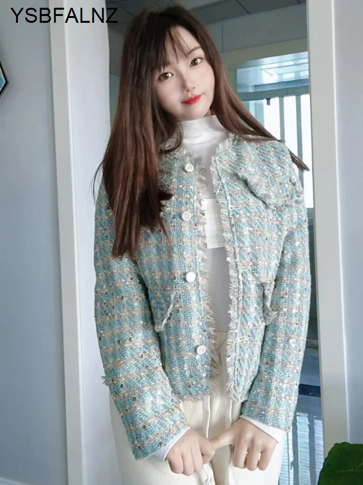 

2023 Spring French Retro Small Fragrant Wind Tweed Jackets Autumn Female Long Sleeve Casual Cardigan Outerwear Casaco Feminino