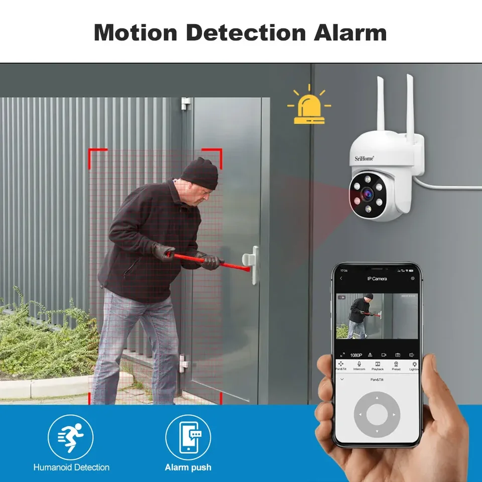 Srihome SH061 Wireless Monitoring Camera PTZ AI 1080P Home