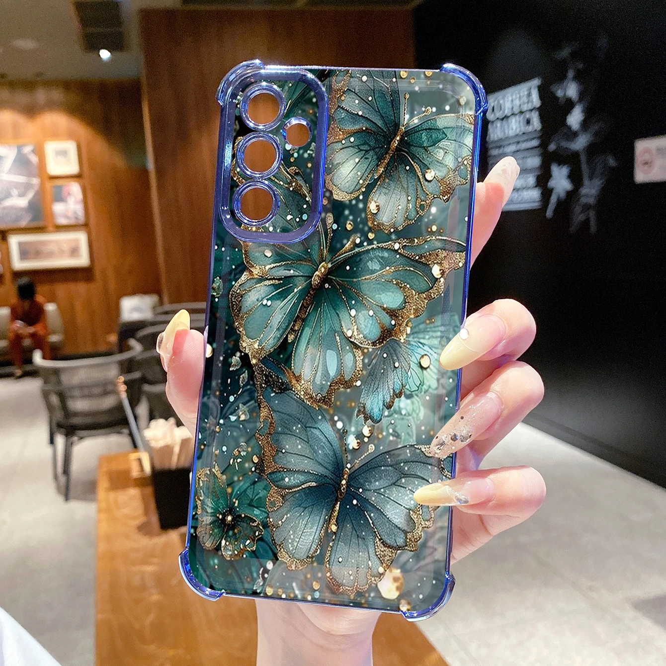 غطاء سامسونج زهرة وفراشة