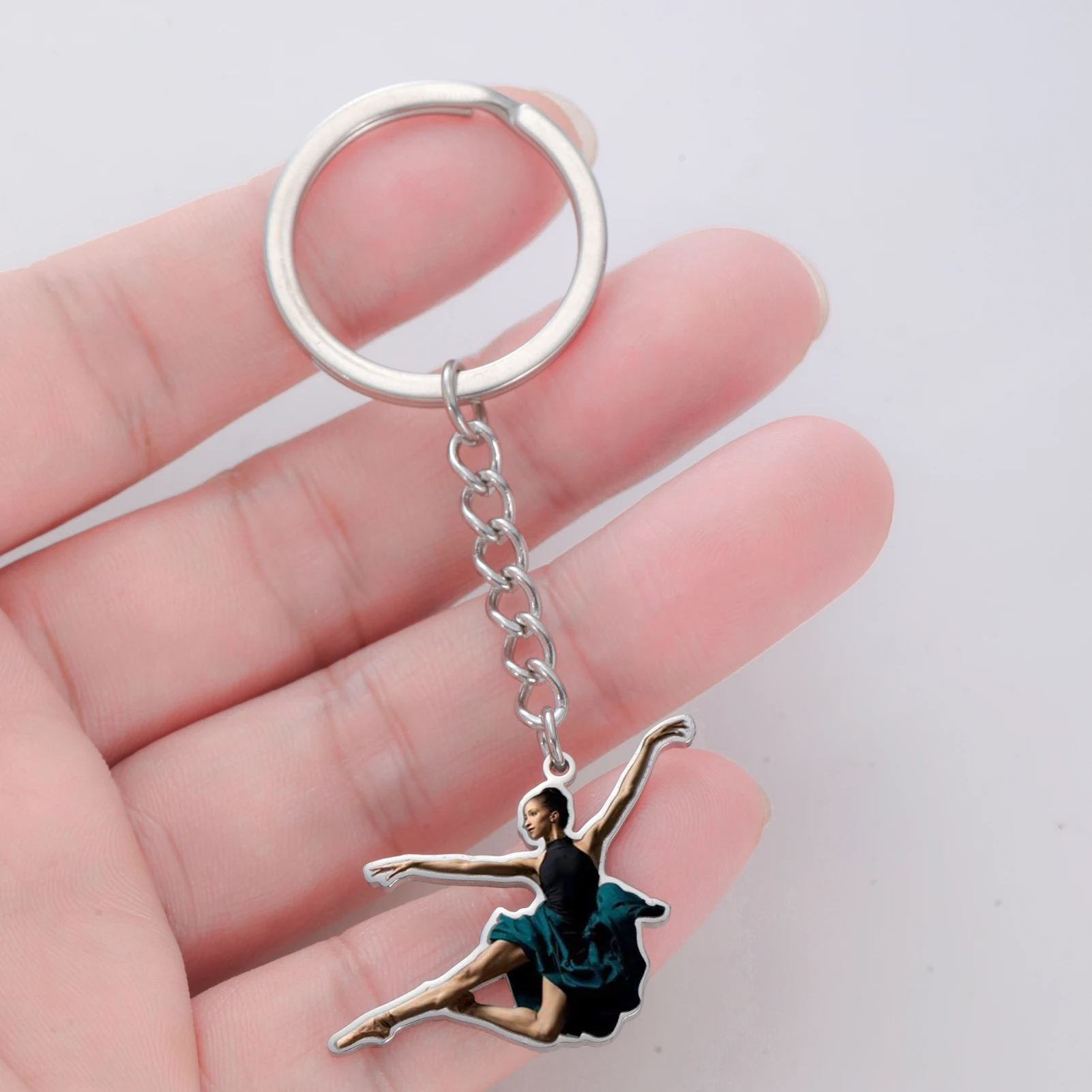 COOLTIME Bunter bedruckter Yoga-Schlüsselanhänger aus Edelstahl, stilvolles Sportzubehör, Unisex-Schmuck für Yoga-Enthusiasten – Detail 26