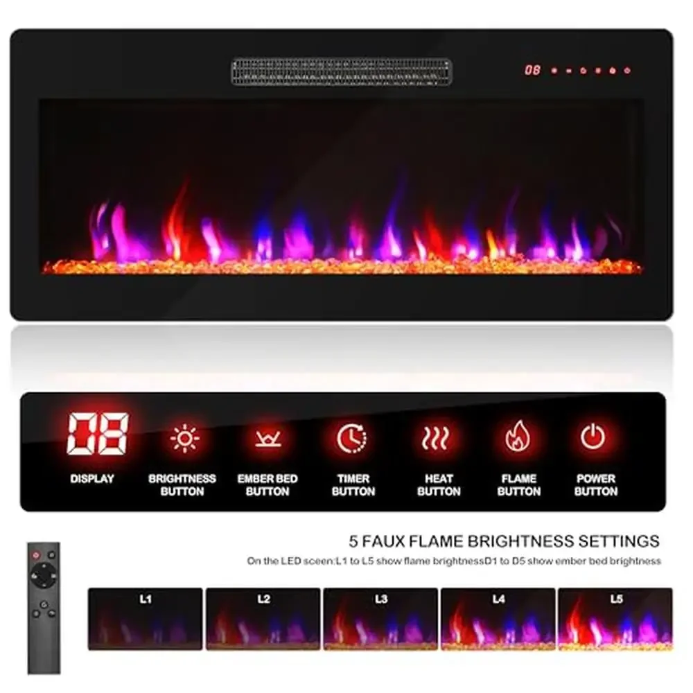 TV Stand with Electric Fireplace Entertainment Center Storage Cabinet Console TVs up to 75" Eco-Friendly Materials Versatile 3