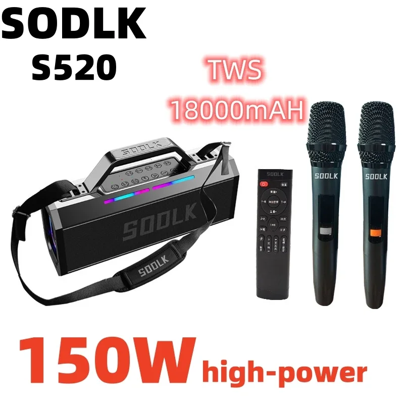

SODLK S520 caixa de som bluetooth 150 Вт Ультра мощный стерео ударный бас TWS двойная пара Встроенный микрофон с низкой задержкой