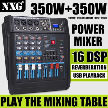 Factory Direct NXG Professional Power Amplifier Mixer 4/6 Channel 350W+350W/450W+450W 16DSP Reverberation Bluetooth Wireless USB Playback 48V Phantom Power Audio Mixing Console For Stage Karaoke Live Show 3