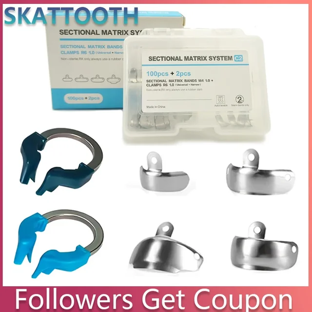 Dental Sectional Contoured Matrix System Nickel Titanium Clamping Ring Metal Matrix Bands Refill for Teeth Restorative Materials