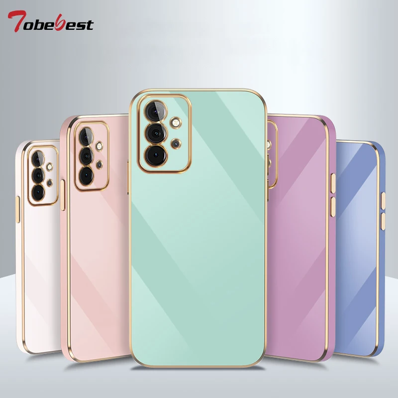 Solid Color Plating Silicone Phone Case for Samsung Galaxy A13 A23 A33 A53 A73 A14 A34 A54 A04 A04E A24 4G 5G Soft Square Cover_voghion.com