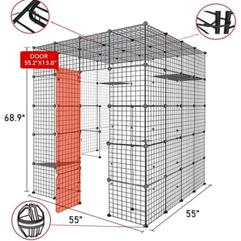 Door for Cats Cat Cage Large DIY Indoor Pet Home Small Animal House Detachable Playpen With 3 Doors 5 Tiers for 1-5 Cat Network 2