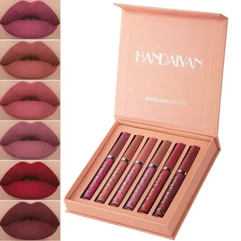 HANDAIYAN 1/6 PCS Lipstick Set Make-up for Women Non Stick Cup Waterproof Long Lasting Cosmetics Korean Makeup Matte Lipstick