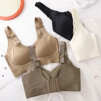 Soutien-gorge push-up pour femmes, rembourré sans fil, sous-vêtements sans couture, grande taille, col en v, haut, Lingerie Sexy, bretelles larges, intimes, M-4XL 5