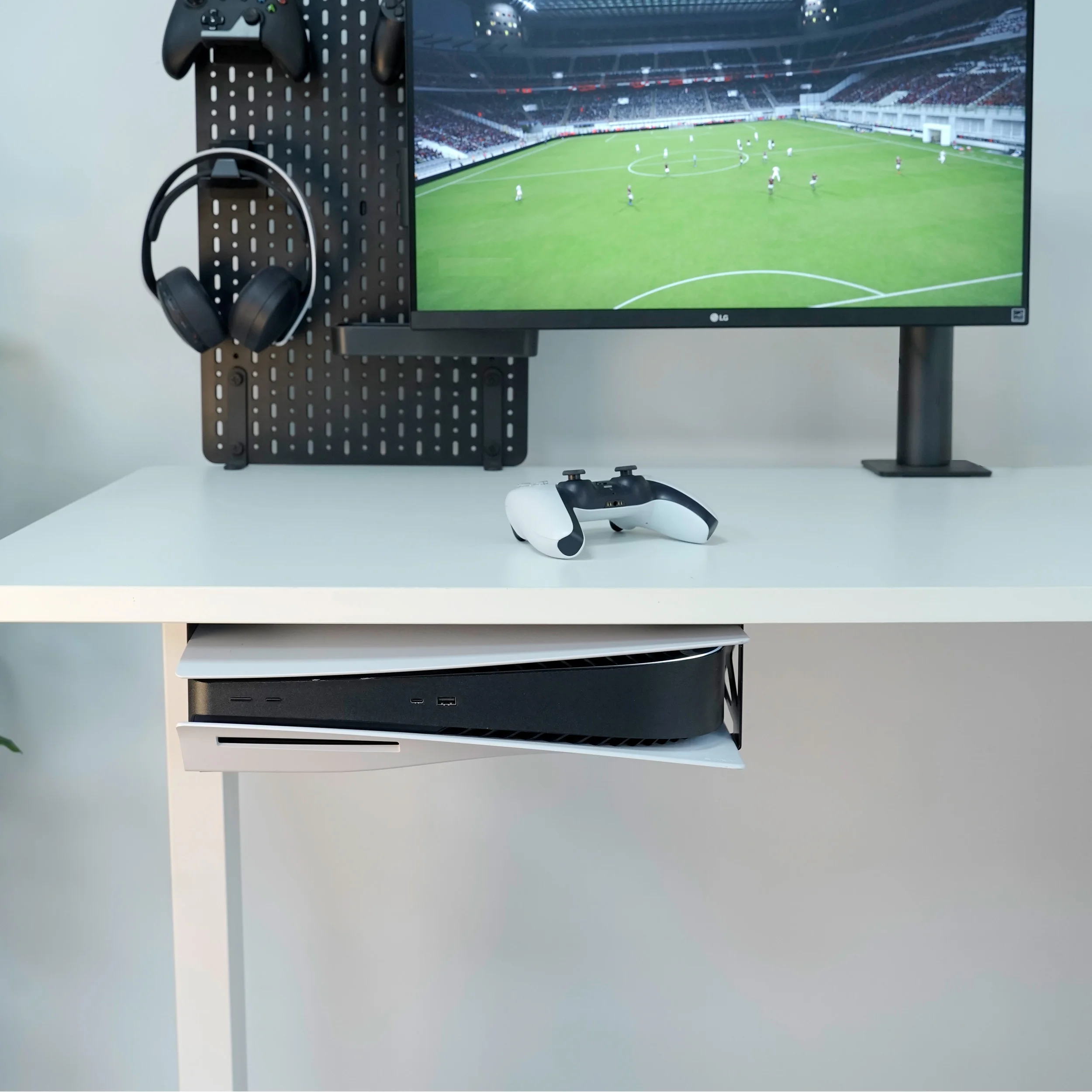 Monzlteck Under Desk PS5 Mount - Space Saving Holder For PS5 & PS5 Slim Console