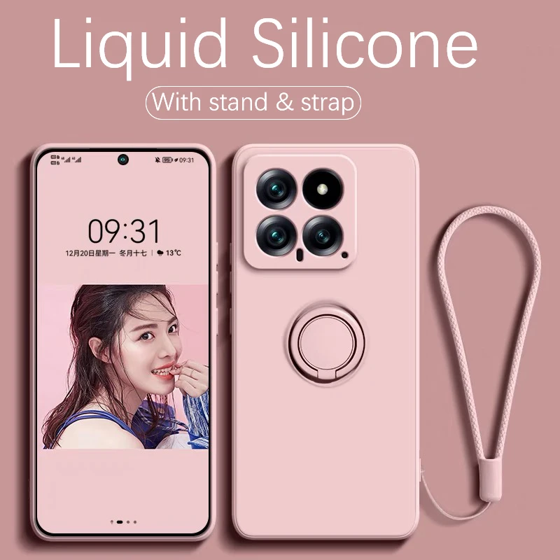 Premium Liquid Silicone Case with Ring Holder and Strap - Durable and Stylish Protection