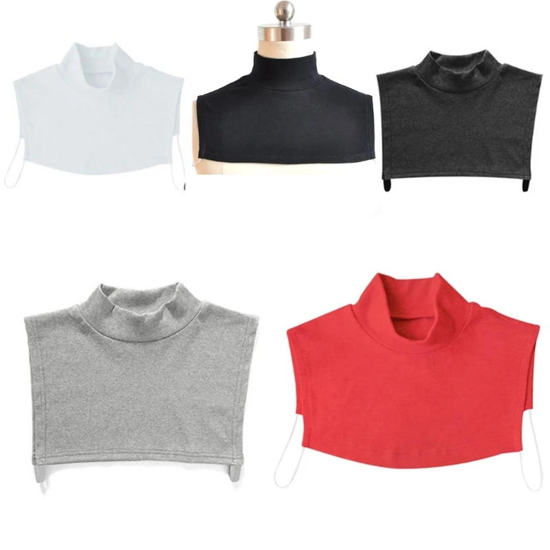 

Women Men Winter Cotton Turtleneck Half Top Dickey Detachable Pullover False Fake Collar Simple Solid Color Neck Warmer 066C