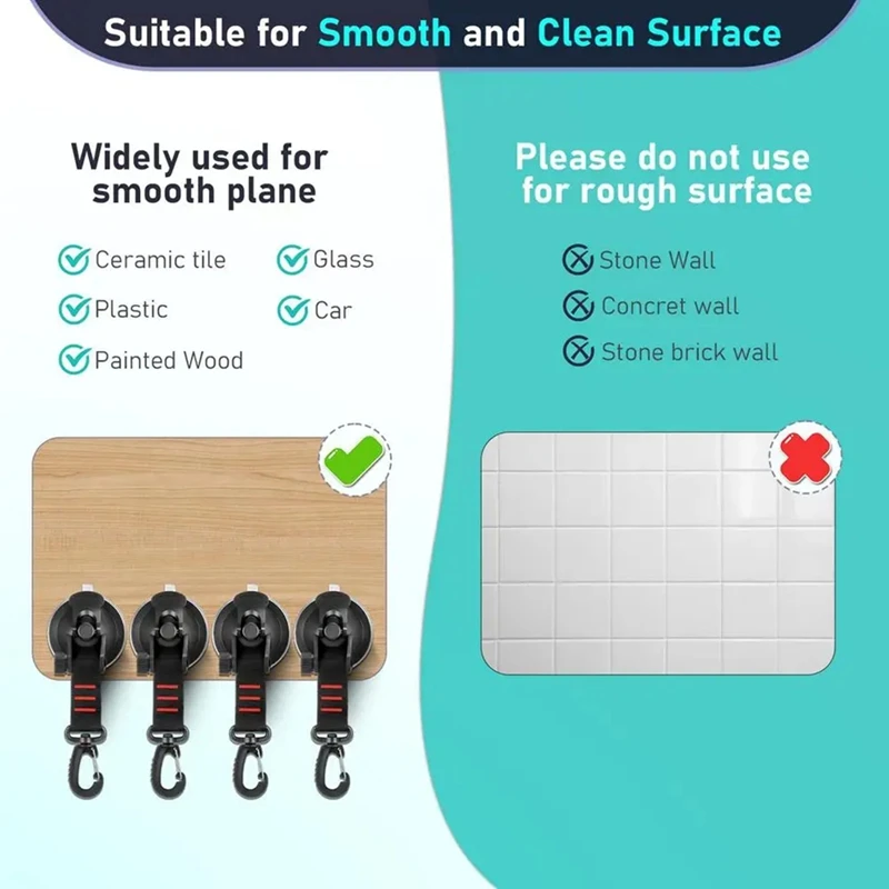 Suction Cup Anchor 4 Pieces Vacuum Suction Cup With Hooks Outdoor Gear Camping Tarp Accessory Strong Load-Bearing-A021