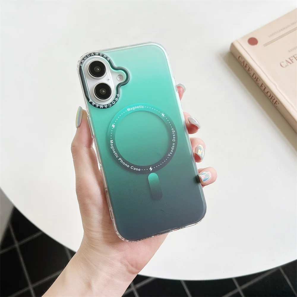 Pour iPhone 16 Pro Max Gradient Aurora Slim Matte Magnetic Case Pour iPhone 11 12 13 14 15 16 Pro Max Plus Mini Housse Antichoc_voghion.com