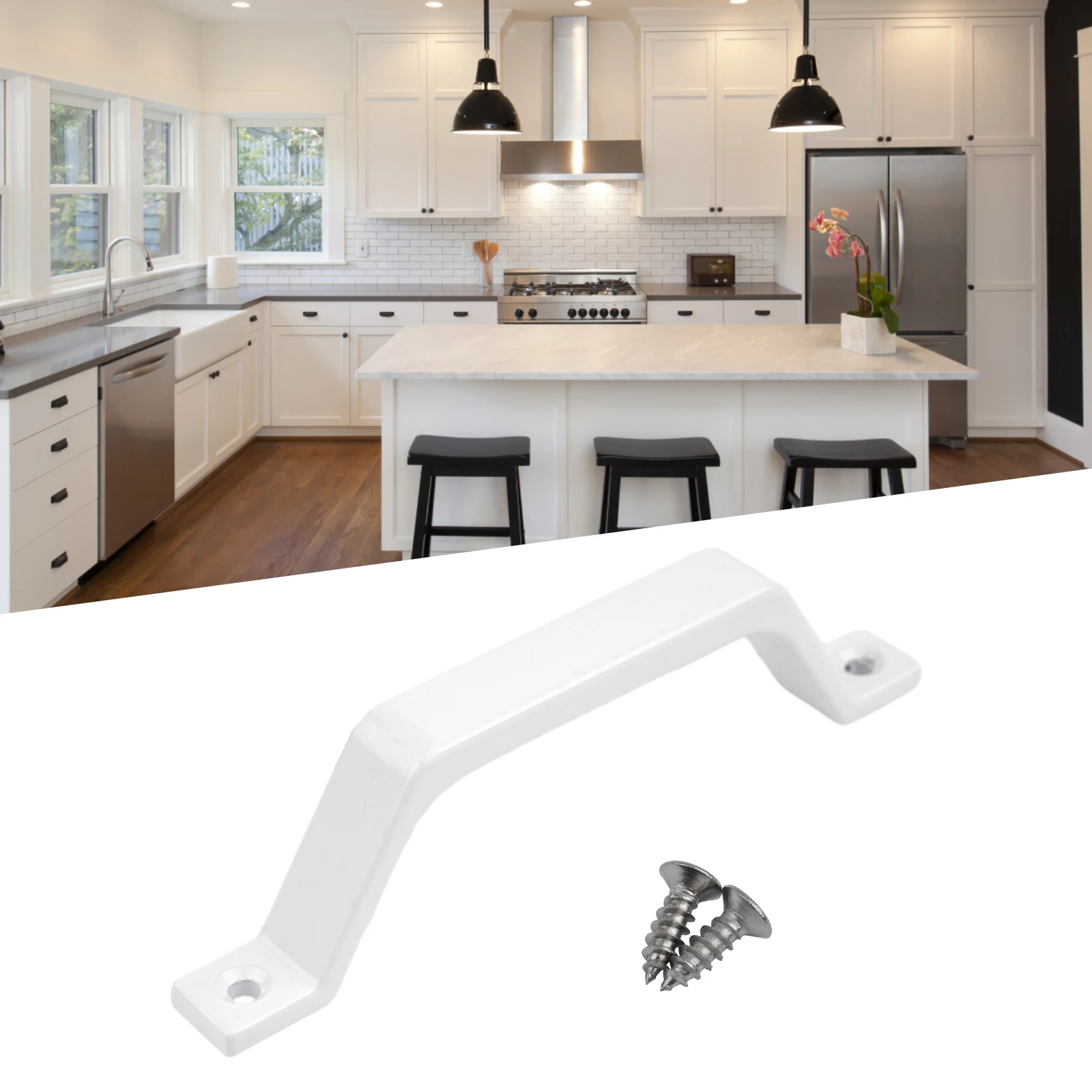 Description Picture 3 of itemBarn Door Pull Handle Heavy Duty Black Iron Hot Bed Sliding-Gate For Doors Garages Sheds Closets Aluminum Alloy With Screws