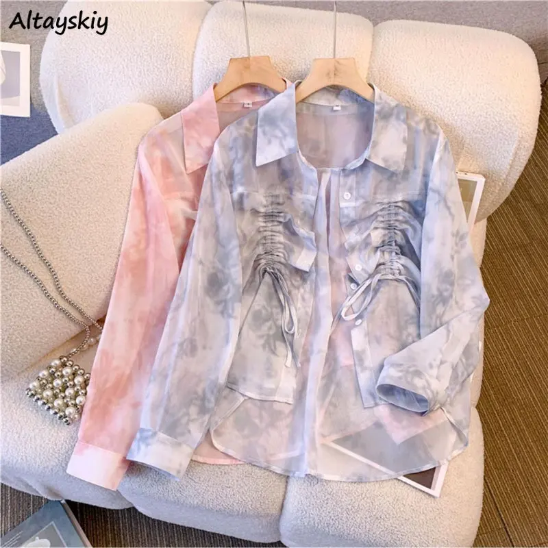 

Printed Jackets Women Literary Graceful Shirring Summer Thin New Sun-proof Female Korean Style Loose Breathable Popular Casual