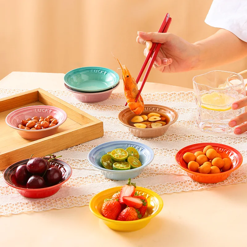 Ceramic Dish French Ceramic Small Plate Creative Family Restaurant Soy Sauce Vinegar Mustard Seasoning Solid Color Kitchen Tools