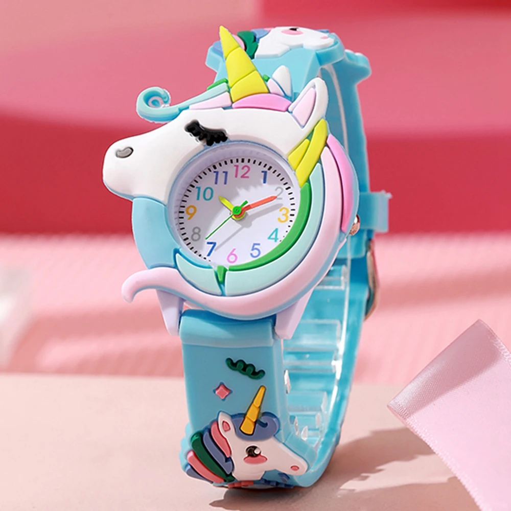 New Fashion Casual Cartoon Children Silicone Watch Women Watches Love Unicorn Watch Saturn Rainbow Meteor Girl Quartz Wristwatch 2