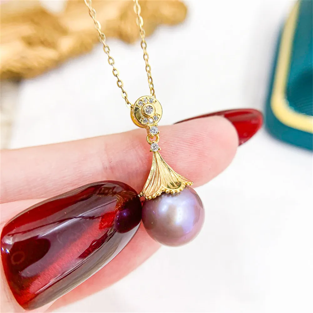 

DIY pearl gadget S925 sterling silver pendant empty support concealer jade pendant with 10-15mm beads