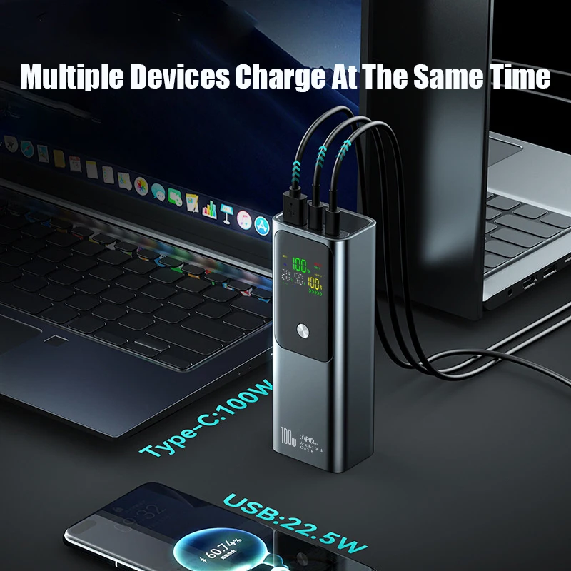 50000mAh Portable Color Screen Power Bank Supports PD100W Bidirectional Fast Charging Suitable For IPhone Laptop Samsung 3