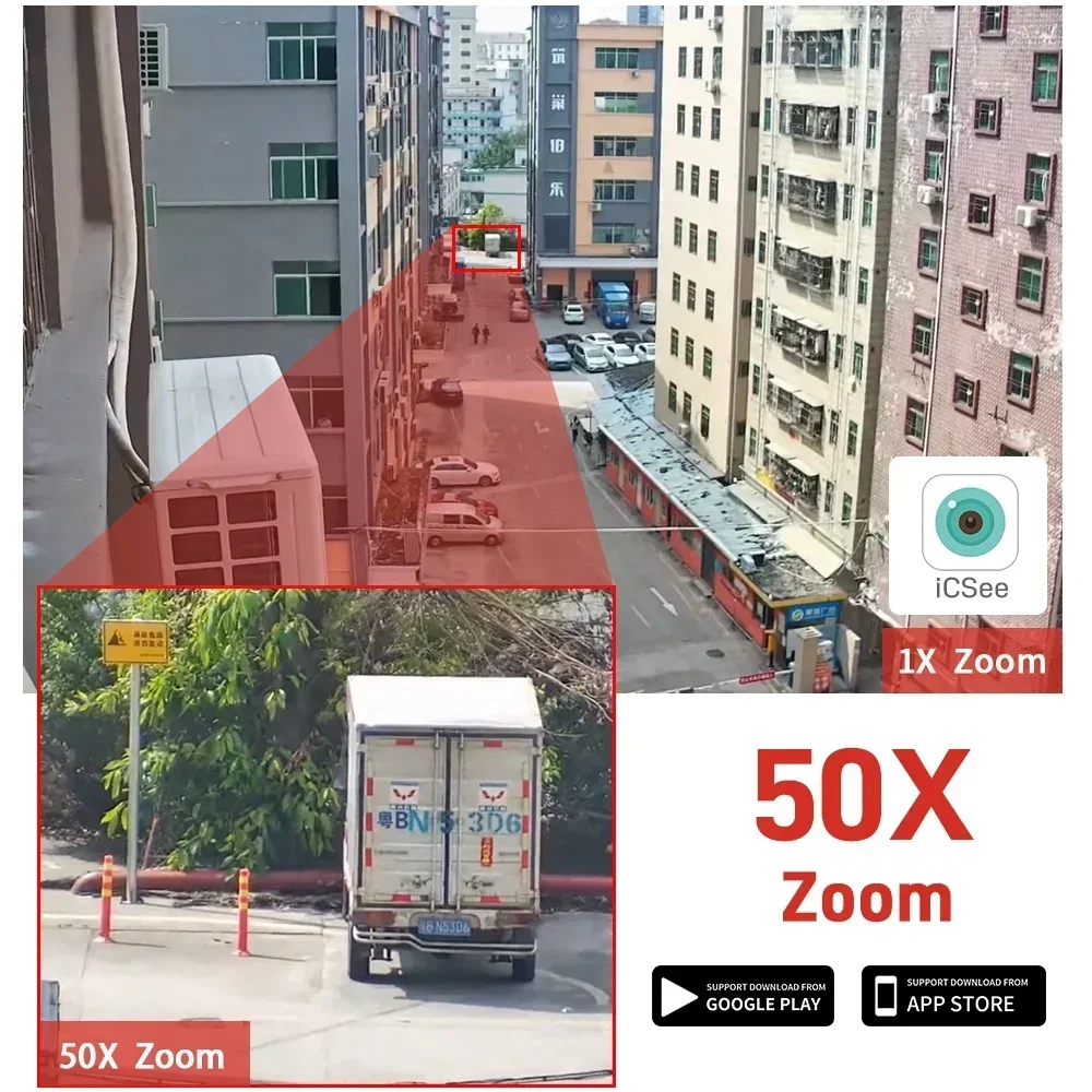8MP 4K PTZ Telecamera IP Wifi 50X Zoom CCTV Esterna AI Allarme Umano Onvif Speed Dome Cam 120M IR Distanza Telecamera di Sorveglianza iCSee - immagine 2