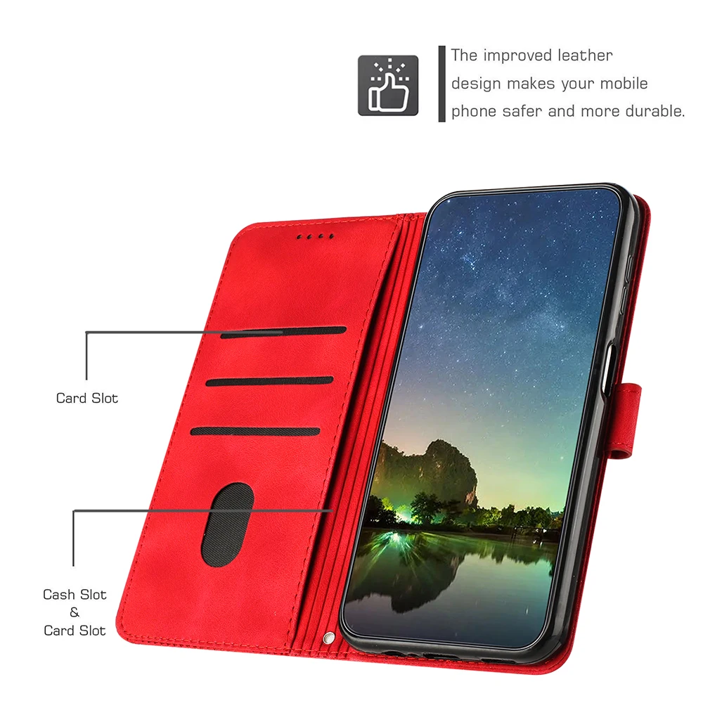 Geometric Leather Wallet Flip Case with Card Holder