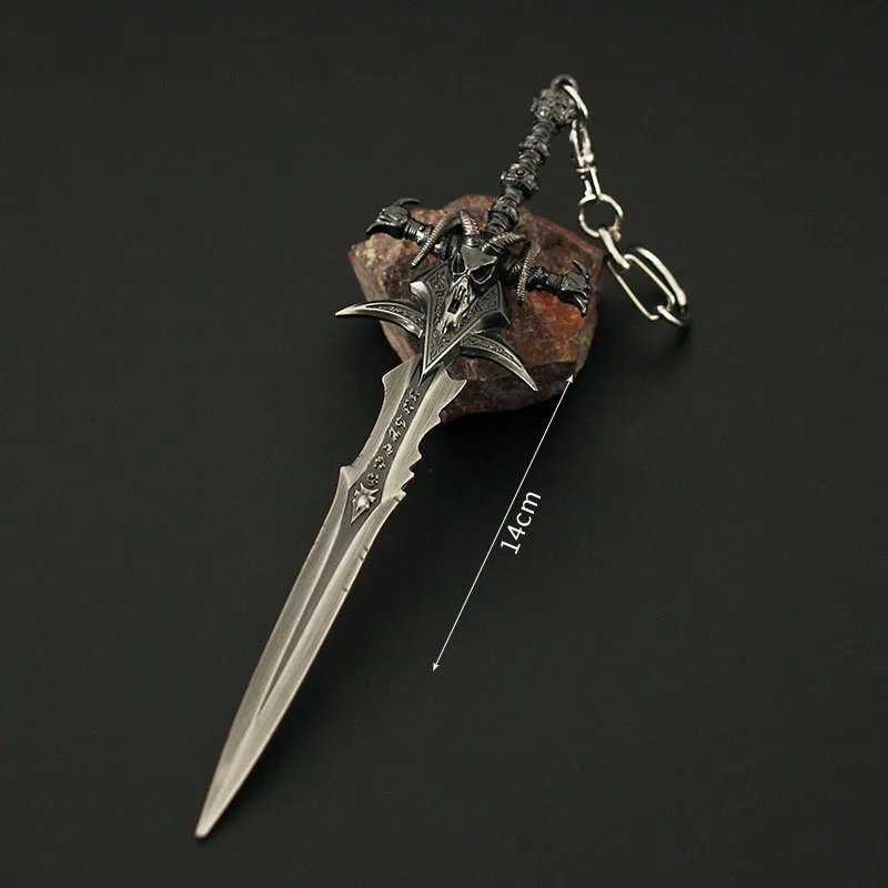

14cm World of Warcraft Game Peripheral Weapon Model Keychains Lich King Frostmourne Toy Sword Cosplay Metal Gifts for Boys