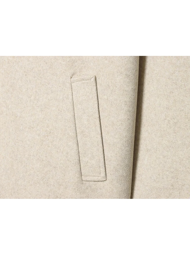  Winter New Women Double Breasted Woolen Coat Elegant Solid Faux Fur Collar Spliced Loose Fit Jacket Casual Lady Outerwear