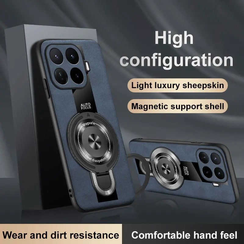 Premium Sheepskin Leather Magnetic Folding Stand Case - Skin-friendly Bumper Cover