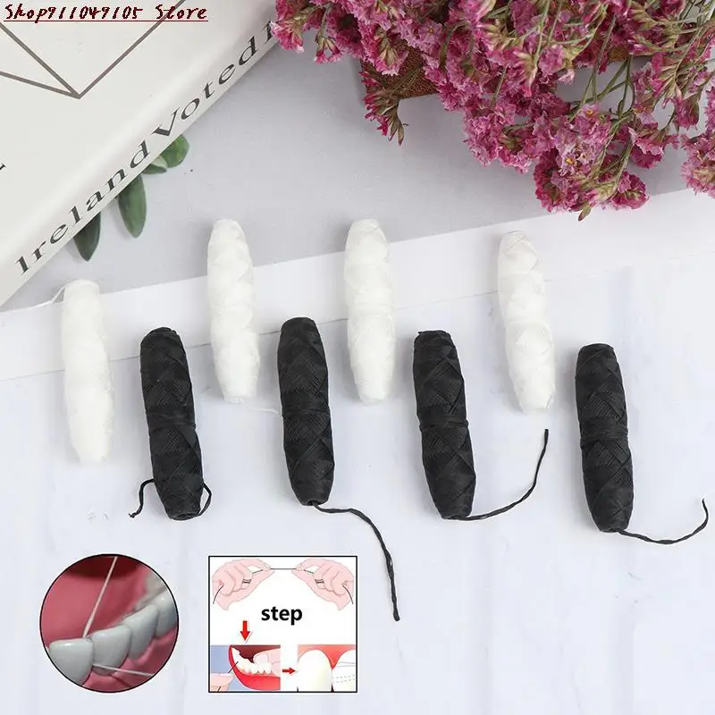4pcs Eco-Friendly Dental Flosser Oral Hygiene Teeth Cleaning Wax Mint Flavored Bamboo Floss Spool Toothpick dental floss