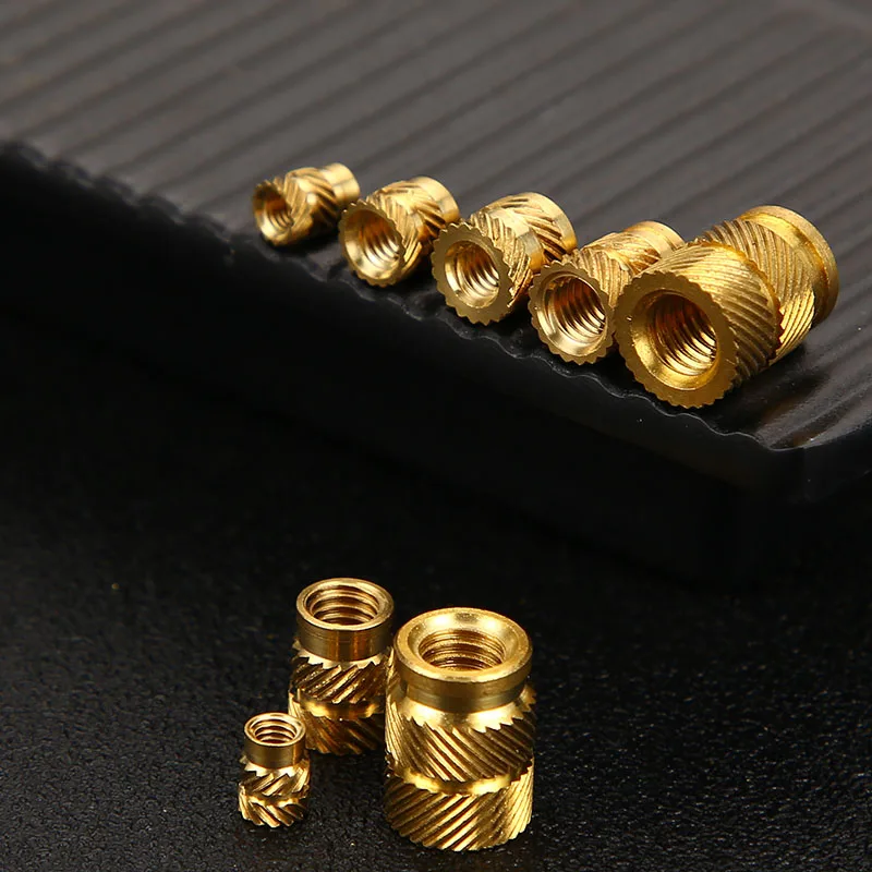 Brass Heat set Insert Nuts Injection Hot-melt Double Twill Knurled Yellow Copper Hot Pressed into Plastic Inset Nut M3 100Pcs