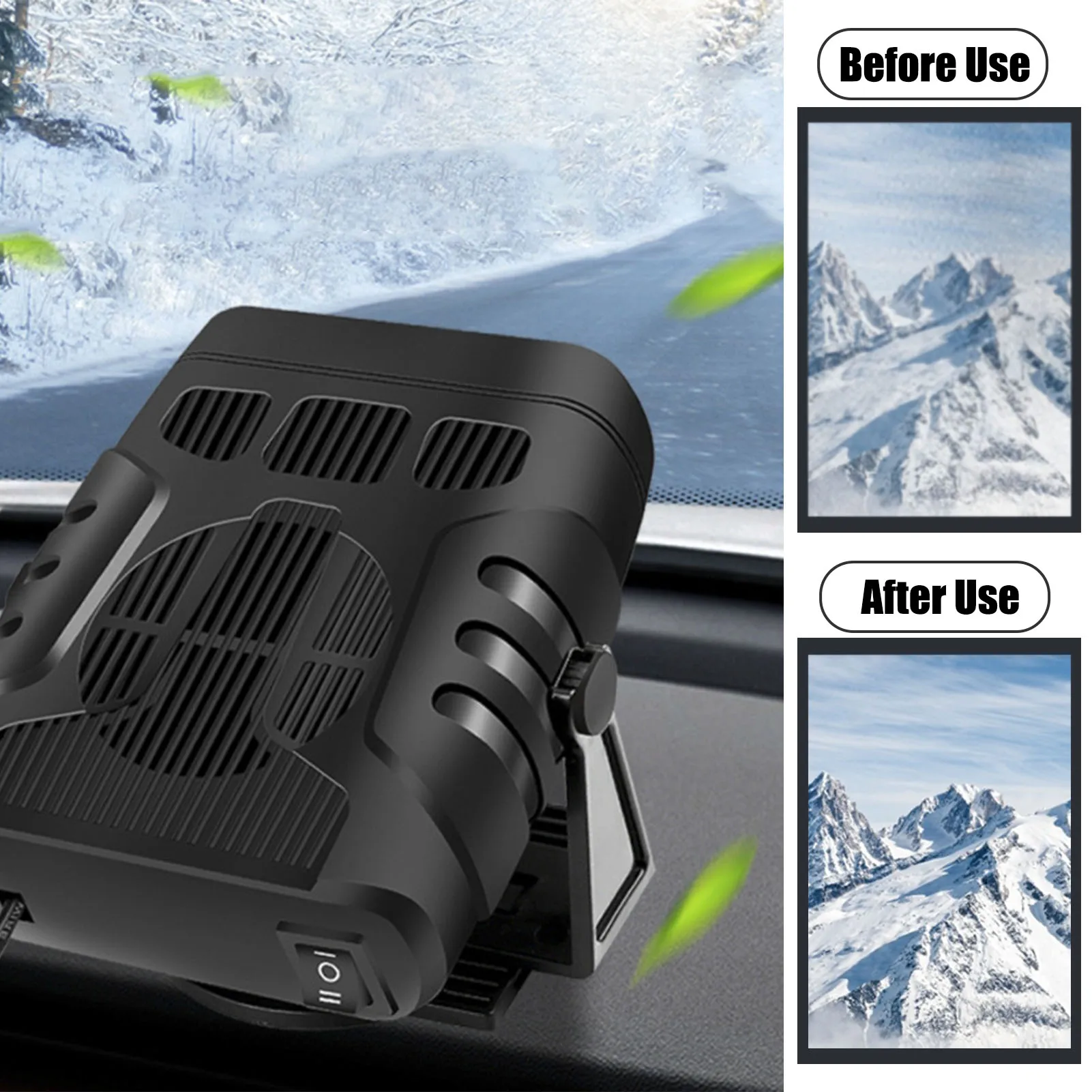 2-IN-1 12/24V 120W Auto Car Heater Defroster Demister Electric Heater Windshield 360 Rotation ABS Heating Cooling Car