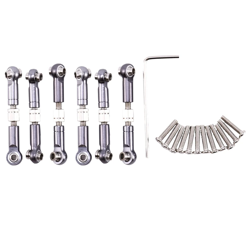 

6 шт. регулируемый металлический Тяговый стержень, передний/задний сервопривод для Wltoys A949 A959 A969 A979 K929, запасной для радиоуправляемого автомобиля, синий